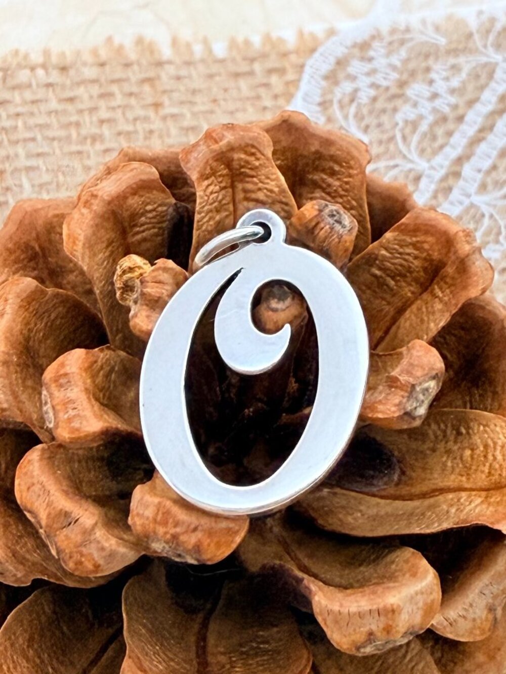 James Avery Large Script Initial O Charm Sterling Silver Letter Charm